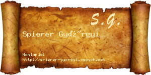 Spierer Györgyi névjegykártya